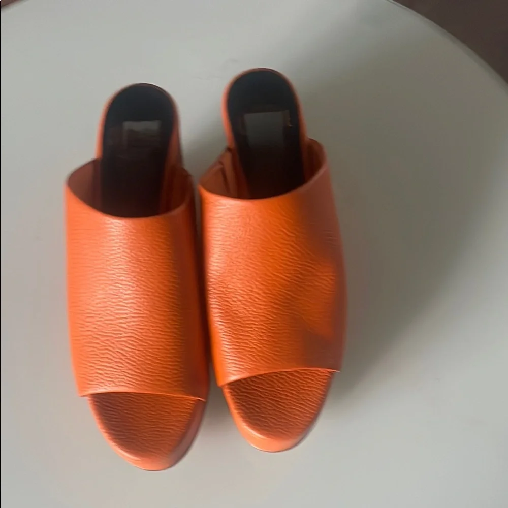 Charlotte Stone Orange Mules Vibrant Minimalist Design - Picture 1 of 5